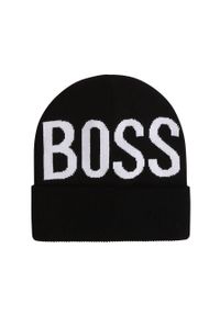 BOSS - Boss - Czapka dziecięca. Kolor: czarny. Materiał: wełna, bawełna, dzianina, poliamid, poliester. Wzór: nadruk #1