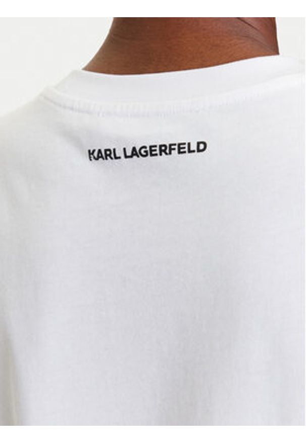 Karl Lagerfeld - KARL LAGERFELD T-Shirt A3W17099 Biały Regular Fit. Typ kołnierza: dekolt w karo. Kolor: biały. Materiał: bawełna