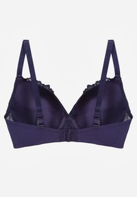 Renee - Granatowy Biustonosz Ozdobiony Koronką i Kokardką Aqiany. Kolor: niebieski. Materiał: koronka. Wzór: koronka, aplikacja #5