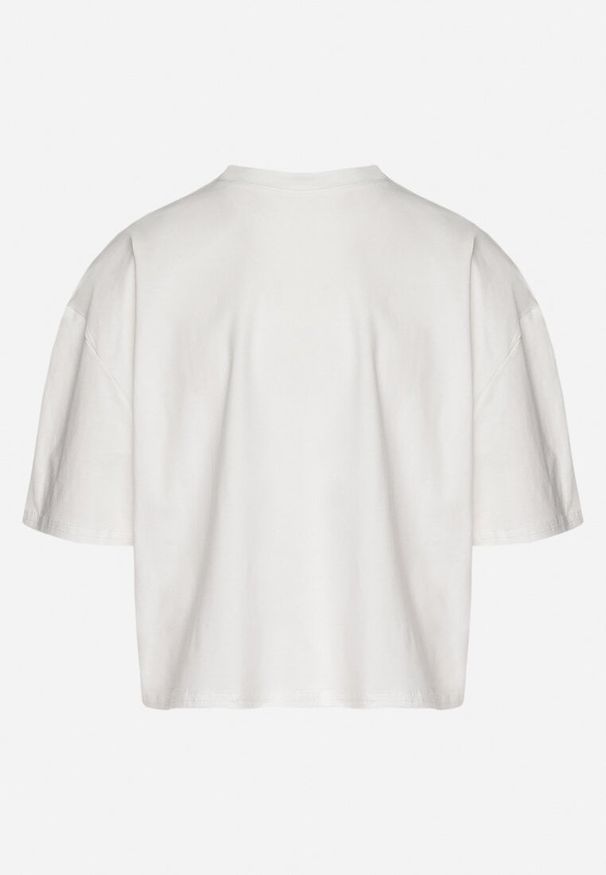 Born2be - Biały Krótki Bawełniany T-shirt z Napisem Sannirra. Okazja: na co dzień. Kolor: biały. Materiał: bawełna. Długość: krótkie. Wzór: napisy. Styl: klasyczny, casual