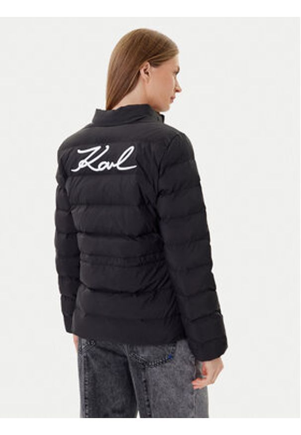 Karl Lagerfeld - KARL LAGERFELD Kurtka przejściowa A1W15049 Czarny Regular Fit. Typ kołnierza: dekolt w karo. Kolor: czarny. Materiał: syntetyk