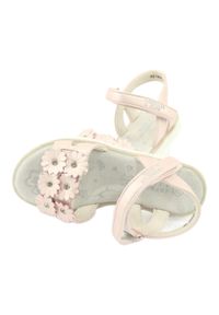 Sandałki perliste cekiny American Club XD10/20 różowe. Kolor: różowy. Materiał: materiał, syntetyk, skóra, kauczuk. Wzór: kwiaty #6
