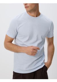 Reserved - Strukturalny t-shirt regular fit - jasnoniebieski. Kolor: niebieski. Materiał: dzianina