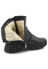 Czarne Botki Wasak Skórzane Buty Damskie Zapinane Na Suwak. Zapięcie: zamek. Kolor: czarny. Materiał: skóra. Wzór: grochy. Styl: klasyczny, elegancki #5