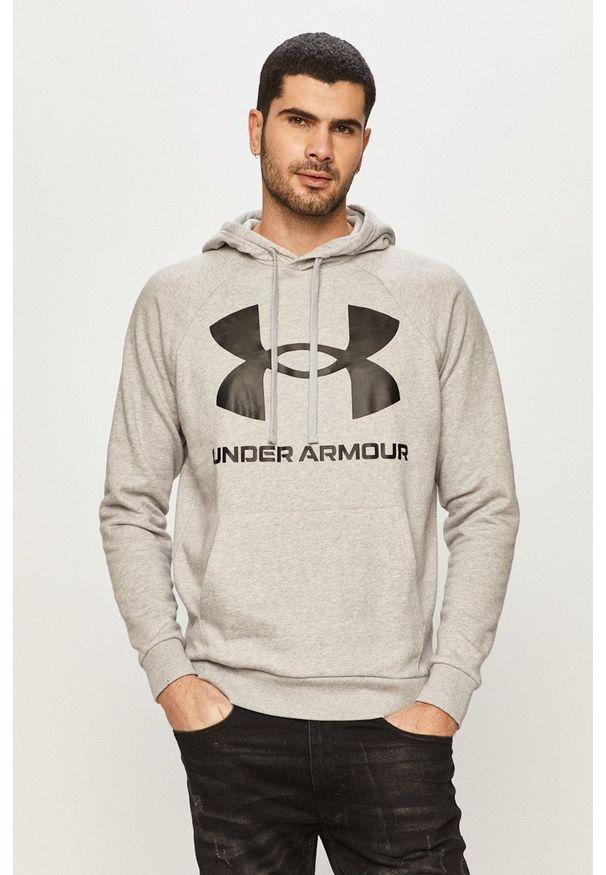 Under Armour Bluza 1357093 męska kolor szary z kapturem z nadrukiem. Okazja: na co dzień. Typ kołnierza: kaptur. Kolor: szary. Wzór: nadruk. Styl: casual