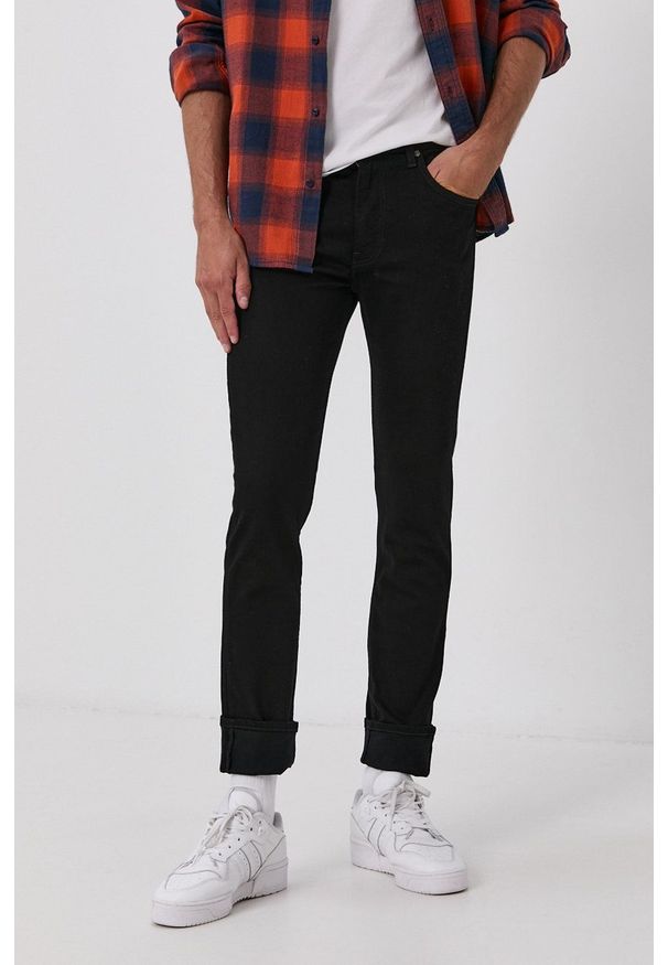 Lee jeansy RIDER CLEAN BLACK męskie. Kolor: czarny