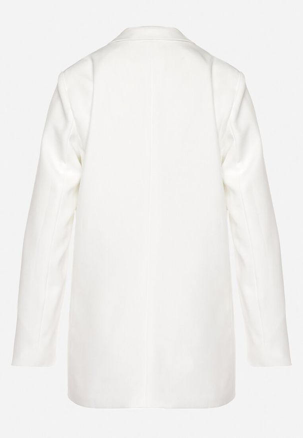 Born2be - Biała Marynarka Zapinana na Guzik z Kieszeniami Polxeni. Kolor: biały. Materiał: poliester