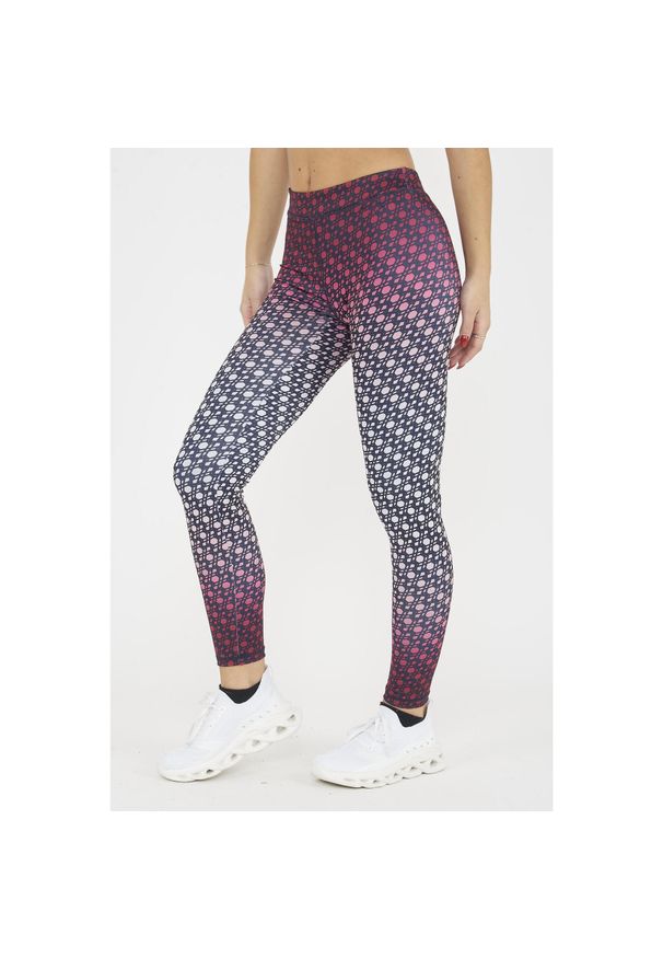 ELPLAYER - Legginsy do treningu damskie NETMESH. Kolor: czerwony, wielokolorowy, biały. Materiał: poliester, elastan, jersey. Sport: fitness