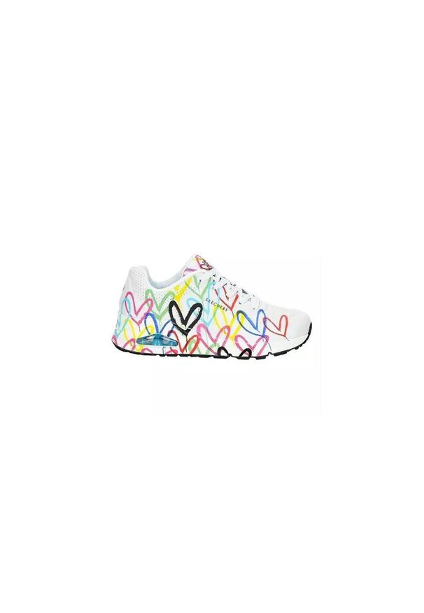 skechers - Buty do chodzenia damskie Skechers Spread The Love. Okazja: na co dzień. Zapięcie: sznurówki. Kolor: biały. Materiał: guma, materiał, syntetyk. Szerokość cholewki: normalna. Wzór: aplikacja. Sport: turystyka piesza