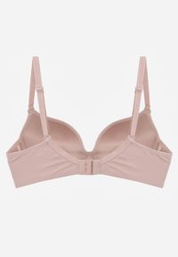 Born2be - Różowy Gładki Biustonosz Push Up z Aplikacją z Cyrkoniami Murita. Kolor: różowy. Materiał: materiał. Rodzaj stanika: push-up. Wzór: gładki, aplikacja #3