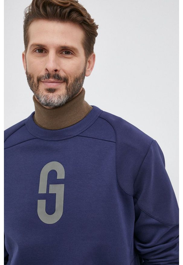 G-Star RAW - G-Star Raw Bluza męska kolor granatowy z nadrukiem. Okazja: na co dzień. Kolor: niebieski. Materiał: dzianina, poliester. Wzór: nadruk. Styl: casual