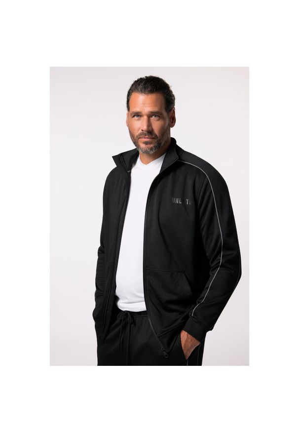 JAY-PI - Męska Bluza dresowa fitness ze stójką QuickDry do 7 XL. Typ kołnierza: kołnierzyk stójkowy. Kolekcja: plus size. Kolor: czarny. Materiał: poliester, materiał. Sport: fitness