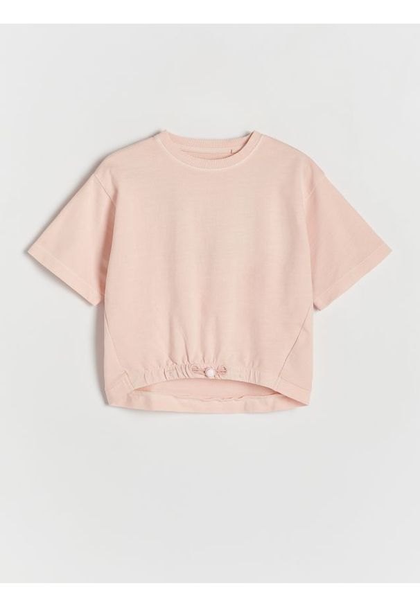 Reserved - T-shirt ze stoperem - brzoskwiniowy. Kolor: pomarańczowy. Materiał: bawełna
