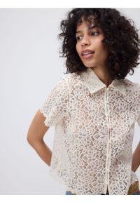 Reserved - Koronkowa koszula - złamana biel. Materiał: koronka