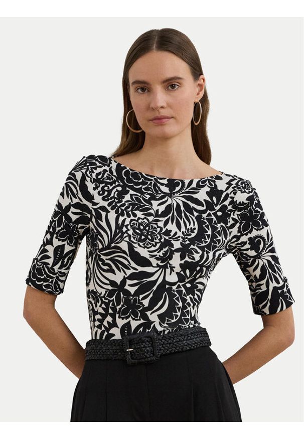 Lauren Ralph Lauren - LAUREN RALPH LAUREN Bluzka 200963940001 Czarny Slim Fit. Kolor: czarny. Materiał: bawełna