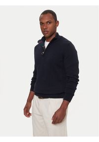 Barbour Sweter Half Zip MKN1074NY91 Granatowy Regular Fit. Kolor: niebieski. Materiał: bawełna