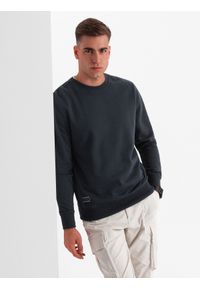 Ombre Clothing - Nierozpinana męska dresowa bluza BASIC – czarna V9 - Rozmiar: XXL. Okazja: na co dzień. Kolor: czarny. Materiał: dresówka. Wzór: gładki. Styl: klasyczny, casual