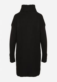 Born2be - Czarna Sukienka z Golfem Bawełną i Wełną Ozdobiona Guzikami Ilathor. Okazja: na co dzień. Typ kołnierza: golf. Kolor: czarny. Materiał: wełna, bawełna. Długość rękawa: długi rękaw. Wzór: aplikacja. Typ sukienki: proste. Styl: klasyczny, casual, elegancki #4