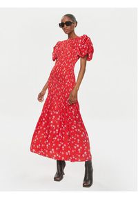 ROTATE Sukienka letnia 1121902946 Czerwony Regular Fit. Kolor: czerwony. Materiał: wiskoza. Sezon: lato