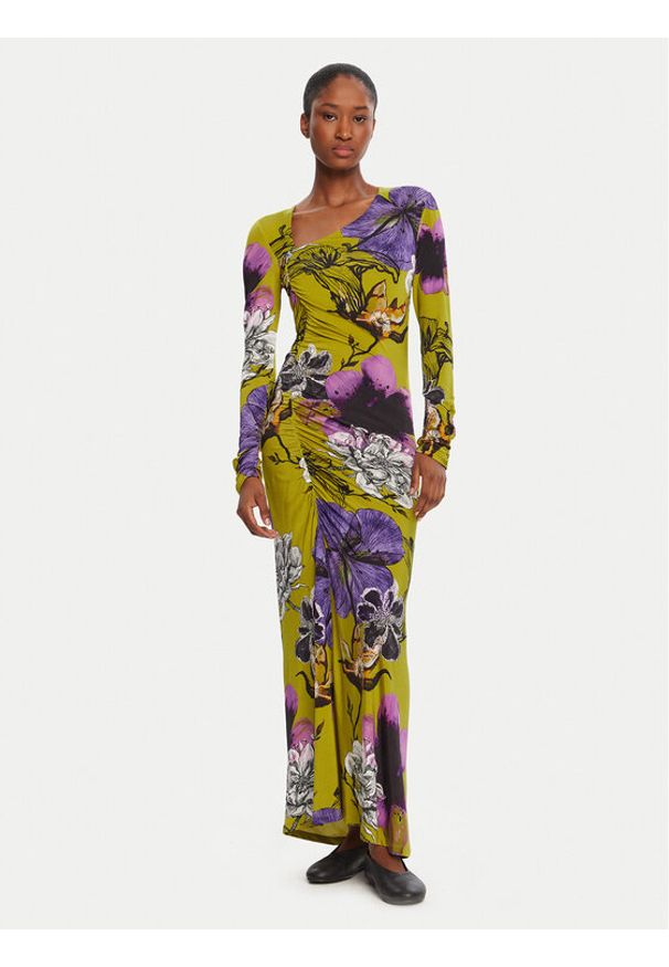 Desigual Sukienka codzienna Neckline Lacroix 25WWVK37 Zielony Slim Fit. Okazja: na co dzień. Kolor: zielony. Materiał: wiskoza. Typ sukienki: proste. Styl: casual