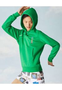Lacoste - LACOSTE - Zielona bluza z kapturem Unisex Fit. Okazja: na spacer. Typ kołnierza: kaptur. Kolor: zielony. Materiał: jeans, bawełna, prążkowany. Sezon: wiosna #5
