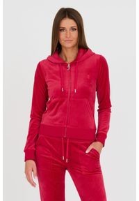 Juicy Couture - JUICY COUTURE Czerwona damska bluza Robertson, Rozmiar L. Typ kołnierza: kaptur. Kolor: czerwony