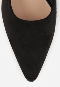 Born2be - Czarne Czółenka Vices ze Skórzaną Wkładką i Metaliczną Wstawką Ediniela. Kolor: czarny. Materiał: skóra. Obcas: na obcasie. Styl: elegancki. Wysokość obcasa: średni #5