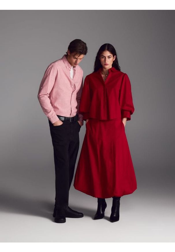 Reserved - Spódnica bombka - czerwony. Kolor: czerwony. Materiał: tkanina, bawełna