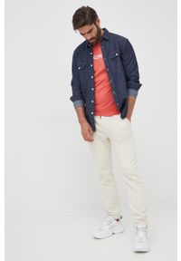 Sisley spodnie bawełniane męskie kolor beżowy gładkie. Kolor: beżowy. Materiał: bawełna. Wzór: gładki #4