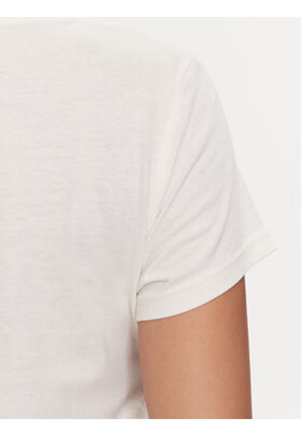 Mustang T-Shirt Alma 1015179 Écru Regular Fit. Materiał: bawełna