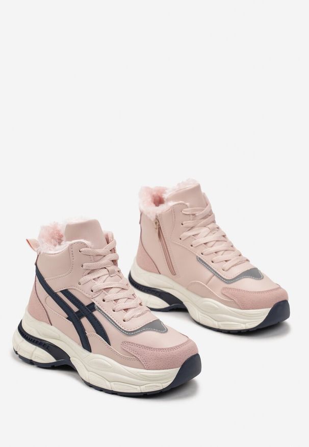 Born2be - Różowe Sneakersy za Kostkę na Platformie Eloriane. Wysokość cholewki: za kostkę. Kolor: różowy. Sezon: zima. Obcas: na platformie