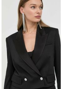 BOSS marynarka wełniana kolor czarny dwurzędowa gładka. Okazja: na co dzień. Kolor: czarny. Materiał: wełna. Wzór: gładki. Styl: casual, klasyczny #2