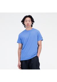 Koszulka męska New Balance MT23059HER – niebieska. Kolor: niebieski. Materiał: materiał, poliester, lyocell. Sport: fitness