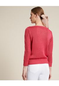 Luisa Spagnoli - LUISA SPAGNOLI - Dzianinowy sweter z ozdobną plecionką Confine. Okazja: do pracy. Kolor: czerwony. Materiał: dzianina