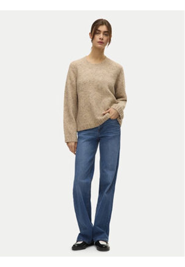 Vero Moda Sweter Ingrid 10331365 Beżowy Regular Fit. Kolor: beżowy. Materiał: syntetyk