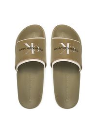 Calvin Klein Jeans Klapki Slide Rubber Neoprene Monologo YM0YM00361 Khaki. Kolor: brązowy #4