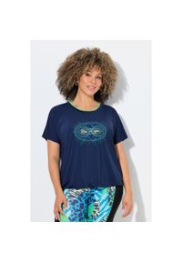 ULLA POPKEN - Damskie Bluzka funkcyjna elastyczny dół okrągły dekolt bez rękawów. Kolekcja: plus size. Kolor: niebieski. Materiał: poliester, elastan, poliamid, materiał. Długość rękawa: bez rękawów #1