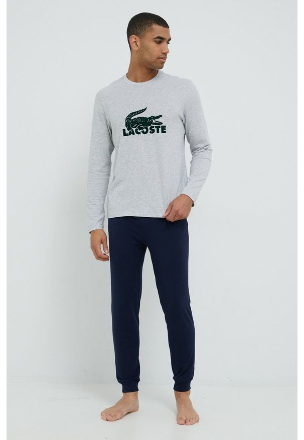 Lacoste piżama męska gładka. Materiał: materiał, dzianina. Długość: długie. Wzór: gładki