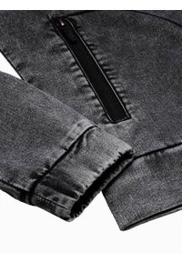 Ombre Clothing - Kurtka męska przejściowa jeansowa C240 - szara - L. Kolor: szary. Materiał: jeans. Wzór: moro, aplikacja. Styl: militarny #2