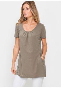 bonprix - Długi shirt z wiskozą. Kolor: brązowy. Materiał: wiskoza. Długość: długie #1