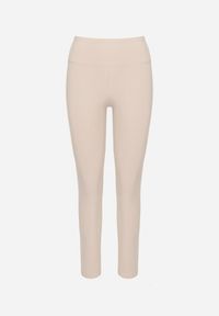 Born2be - Beżowe Legginsy z Modelującymi Przeszyciami Selettia. Okazja: na co dzień, na spacer. Kolor: beżowy. Styl: klasyczny, casual