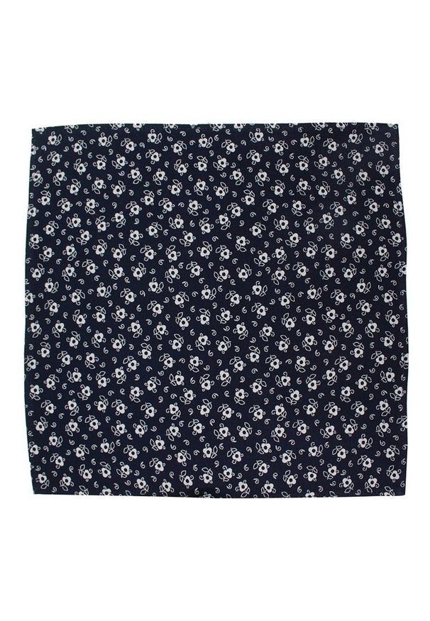 Bawełniana, Granatowa Elegancka Męska Poszetka -EM Men's Accessories- Wzór w Kwiaty. Kolor: niebieski. Materiał: bawełna. Wzór: kwiaty