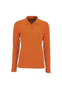 SOL'S - Damska Koszulka Polo Z Długim Rękawem Perfect Pique. Typ kołnierza: polo. Kolor: żółty, pomarańczowy, wielokolorowy. Długość rękawa: długi rękaw. Długość: długie