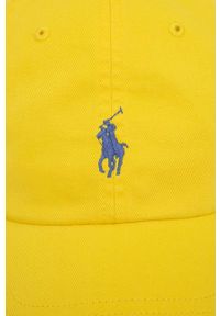 Polo Ralph Lauren czapka z daszkiem bawełniana kolor żółty z aplikacją. Kolor: żółty. Materiał: bawełna. Wzór: aplikacja #4