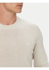 BOSS Sweter Leno 50571914 Kremowy Regular Fit. Kolor: kremowy. Materiał: wełna #2