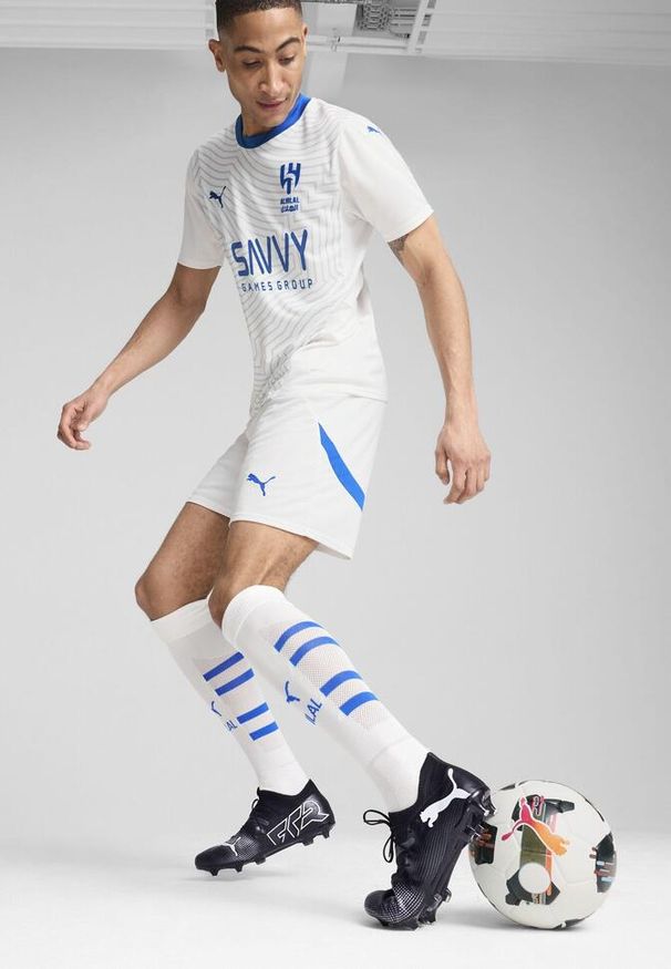 Puma - Męskie szorty Al Hilal Saudi F.C. 24/25 PUMA White Blue Intense. Kolor: biały, wielokolorowy, niebieski. Sport: piłka nożna