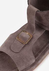 Born2be - Szare Sandały w Stylu Botków z Ozdobną Klamrą Theaneasi. Okazja: na co dzień. Zapięcie: klamry. Kolor: szary. Materiał: jeans. Styl: casual, elegancki, klasyczny #8