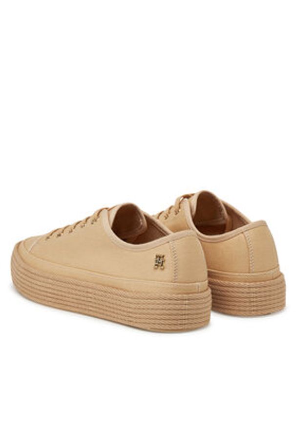 TOMMY HILFIGER - Tommy Hilfiger Espadryle Vulc Espadrille Sneaker FW0FW08404 Beżowy. Kolor: beżowy. Materiał: materiał