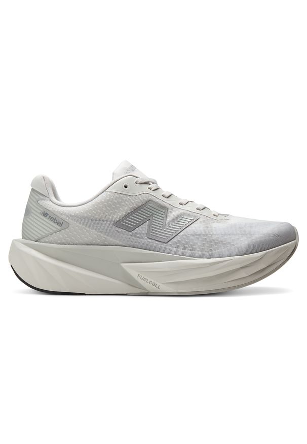 Buty męskie New Balance FuelCell Rebel v5 MFCX3NO – szare. Kolor: szary. Materiał: materiał, syntetyk, guma. Szerokość cholewki: normalna. Wzór: geometria. Sport: fitness, bieganie