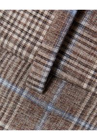 CAPPELLINI - Brązowe spodnie w kratę. Okazja: na spotkanie biznesowe, do pracy. Stan: podwyższony. Kolor: brązowy. Materiał: materiał. Styl: biznesowy, elegancki #3